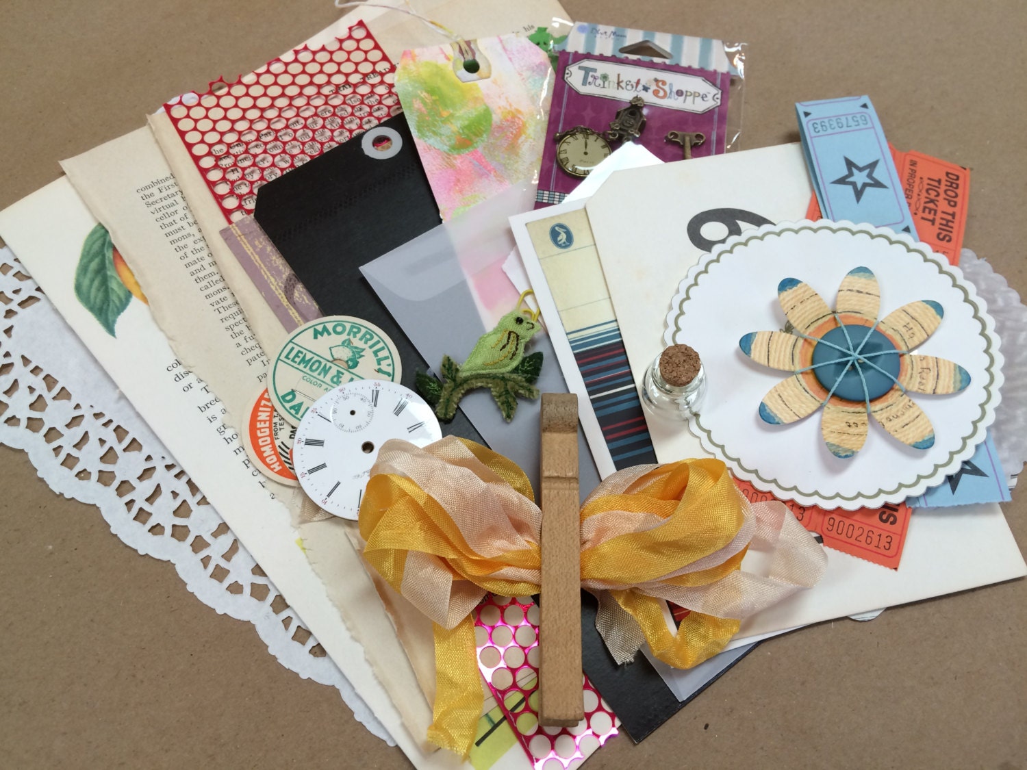 Serendipity Large Mixed Media Ephemera Bag