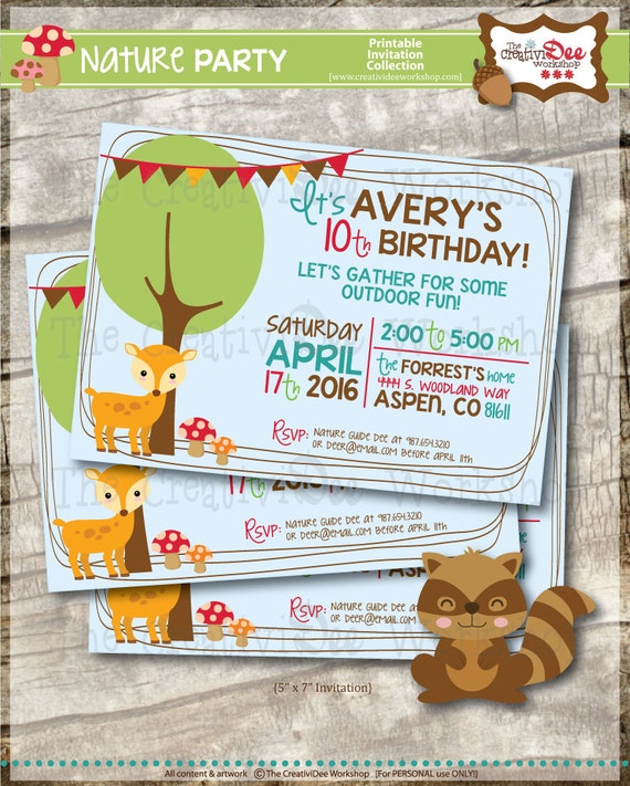 Nature Themed Birthday Party Invitations 4