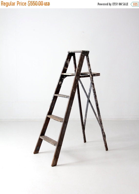 SALE vintage painter's ladder gray wood ladder 4.5 feet by 86home