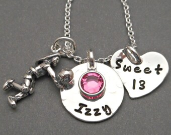 Sweet 13 Necklace - Sweet 13 Jewelry - 13th Birthday Girl - Girls Necklace - Gift for Daughter - Volleyball Necklace - Volleyball Jewelry