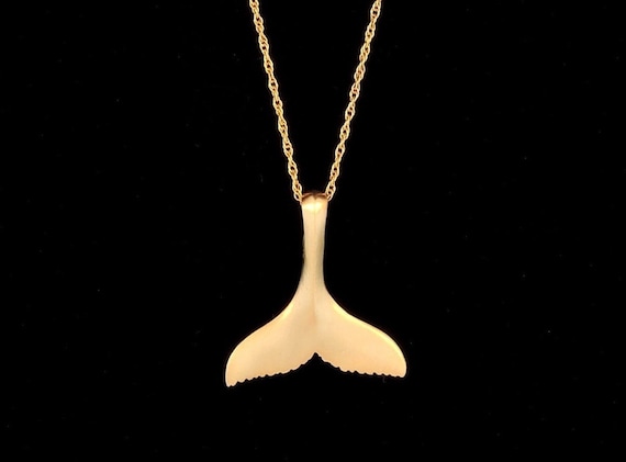 14k Yellow Gold Satin Finish Whale Tail by DanielLeslieJewelry