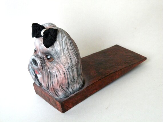 EASTER SALE Critter Clock Shih Tzu Tabletop Wagging Tail Puppy Dog