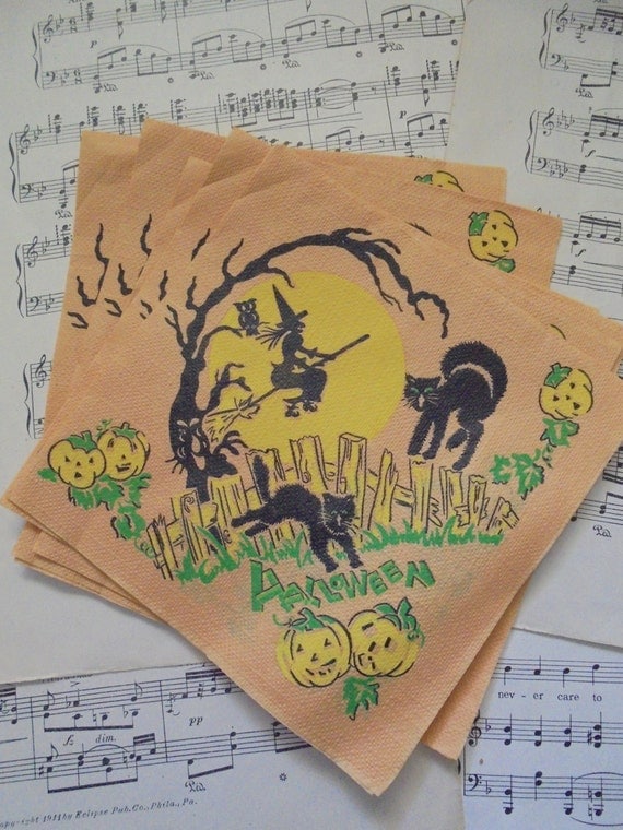 Cute vintage Halloween napkins set of 6