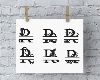 Split Letter Monogram - R - SVG Files for Silhouette - Monogram - Monogram Fonts - Digital Fonts - Cricut Monogram Fonts - Silhouette Files