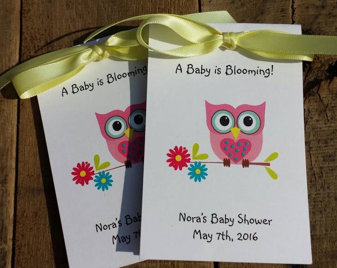 Cute and Fun Pink or Custom Colors Owl Baby Shower Flower Seed Favors SALE CIJ Christmas in July