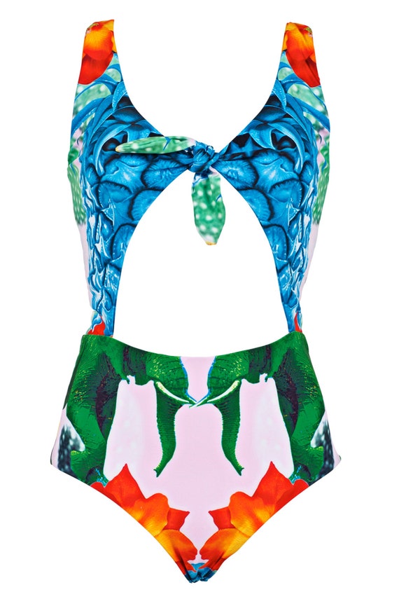 ON SALE One piece swimsuit bikini tropical print swimwear