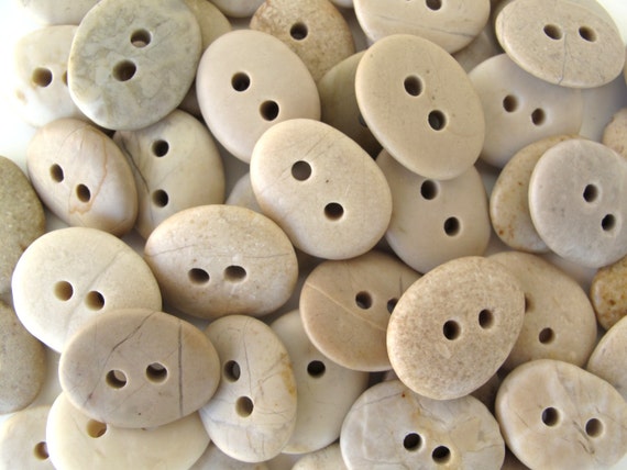 Beach Stone Buttons Rock Buttons Natural Stone Buttons Organic Knitting ...