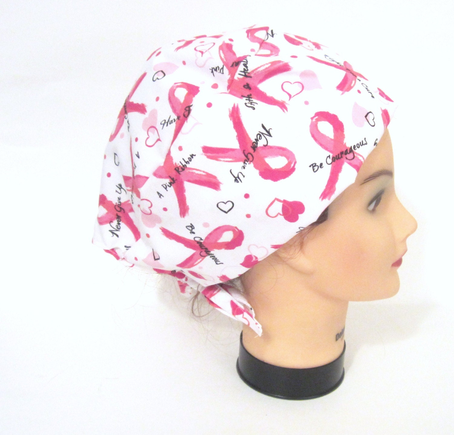 Pink Ribbon Surgical scrub Cap/ Pink Ribbon by SewInBoutique