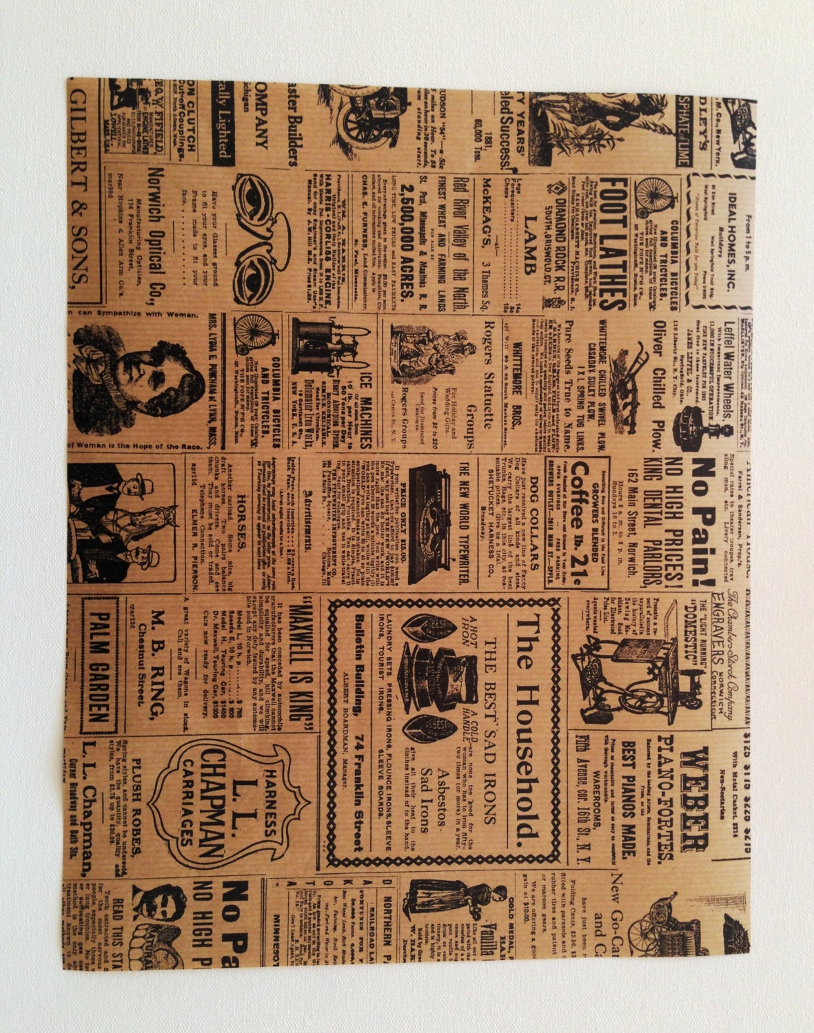 1 Dozen Kraft Newsprint Placemats Paper Placemats, Dinner Place