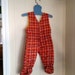 Use CODE50 for 50% OFF Vintage Red Plaid Footie Overalls with Kitten, Mums 'n Me, 1980s, size 3-6 months