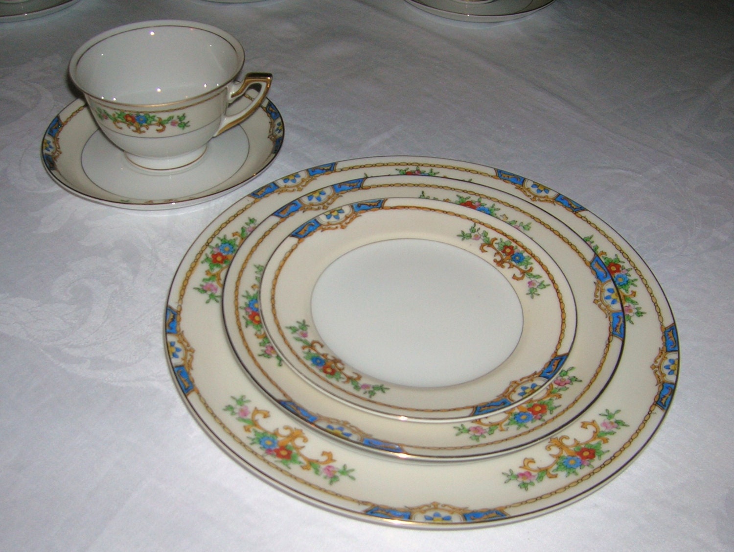 Vintage Meito Porcelain China 5 Piece Place Setting Warren