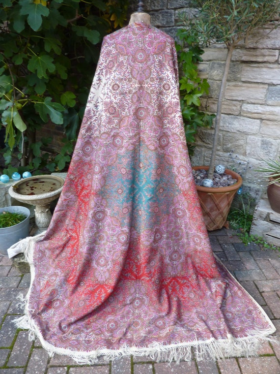 19th century printed crinoline shawl