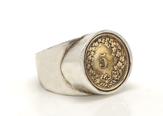Ooak coin ring with the 5 Rappen coin of Swiss 925 by NoaTam