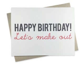 Funny Birthday Card, Boyfriend Birthday Card, Girlfriend Birthday Card, Kiss, Funny Wife Birthday Card, Husband Birthday Card, Make Out