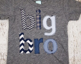 Big Brother shirt big bro tee birth announcement sibling tee chevron plaid houndstooth etc construction children's shirt unique baby gift