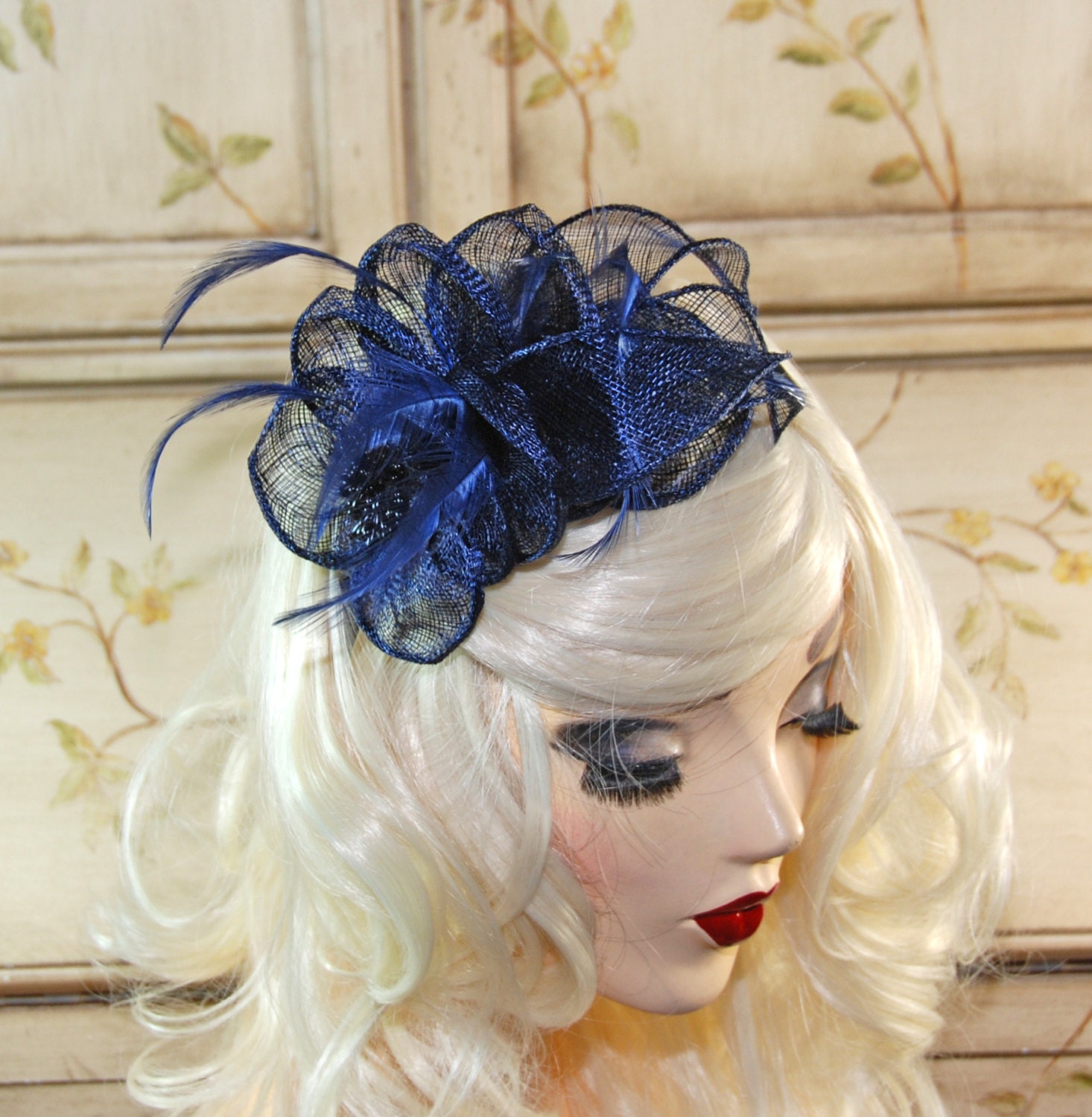 Navy Blue Fascinator Mini Fascinator Hat Kentucky Derby