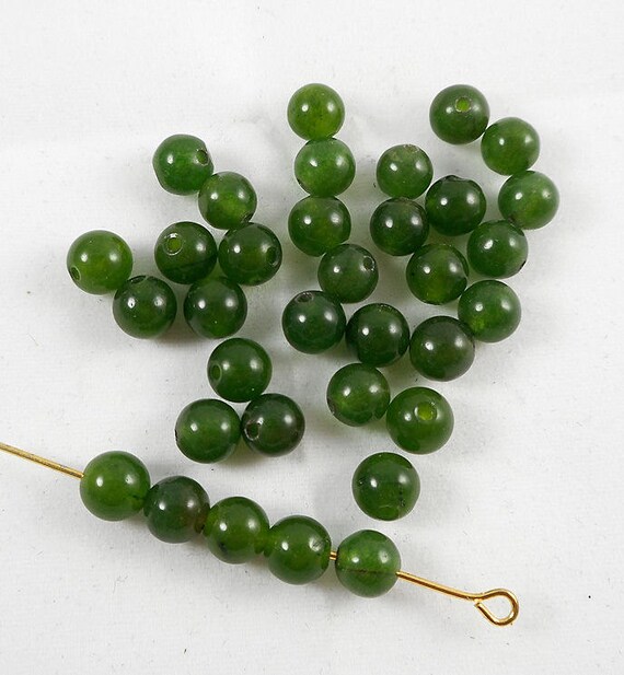 30pcs6mm green Jadeite gemstone loose beads