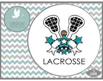 Lacrosse Sports Banner with Stars LL029 I - SVG - Graphic Design - Cut File - ai, eps, svg, dxf (for Silhouette users), jpg, png