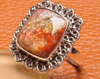 •CRAZY LACE AGATE - PICARD• sterling silver pendant