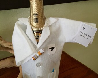 Personalization free, White Coat Ceremony,Birthday, Anniversary, Champagne or Wine cover, Doctor,Pharmacist,Dentist, Graduate,