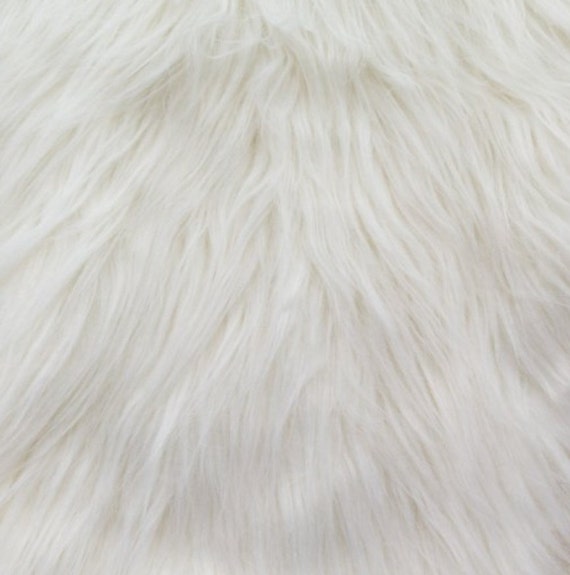 Faux Fake Fur Monkey White 60 Inch Fabric by the Yard