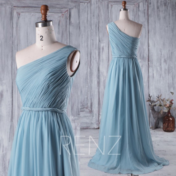 2016 Dusty Blue Bridesmaid Dress Long Chiffon Wedding by RenzRags