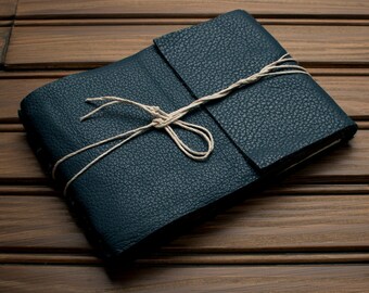 Leather Journal or Leather Sketchbook, Medium Sized, Arctic Blue Leather Handbound Photo Album