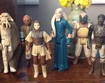 Set of Six Original Star Wars Return of Jedi Etc. Action Figures 1980s Leia Bib Fortuna Lando Etc.