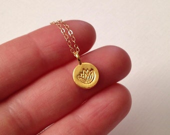 Lotus Necklace in Gold - Gold Lotus Necklace -Gold Yoga Necklace