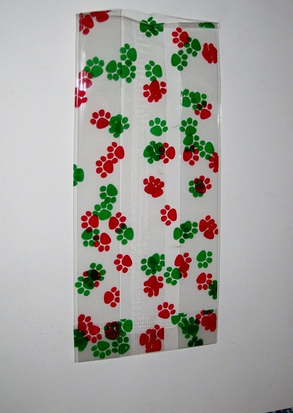 25 Printed PAW PRINT CHRISTMAS Cello Bags by GardeningGalAtWork