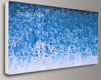 teal blue Abstract Painting acrylic painting art teal painting Oil large canvas palette knife home office decor wall art custom Baron Visi