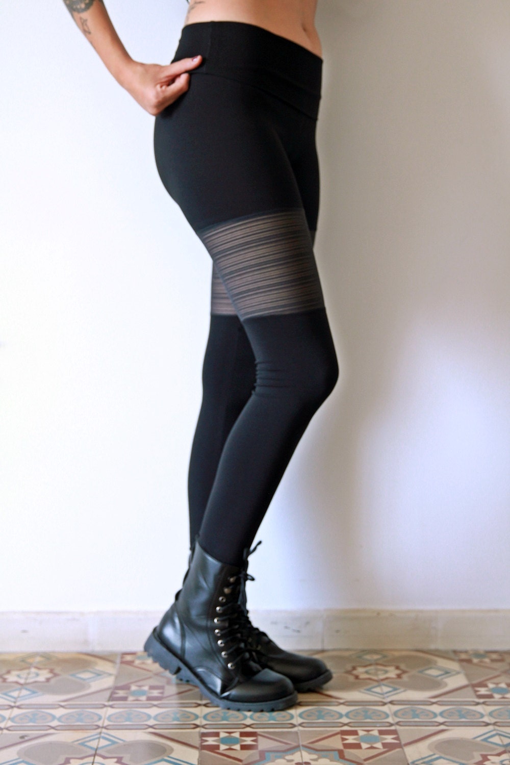 Women Sheer Leggings Sexy Leggings Lace Leggings Grey by Picarona