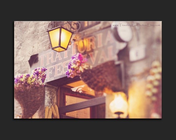 Items similar to LED lit canvas lighted wall decor night light trattoria Italy kitchen photo ...