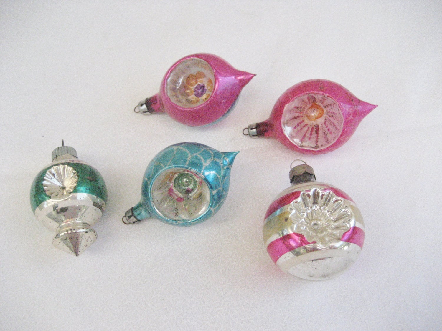 5 small glass indent shaped christmas tree ornaments vintage 5 small glass indent shaped christmas tree ornaments vintage