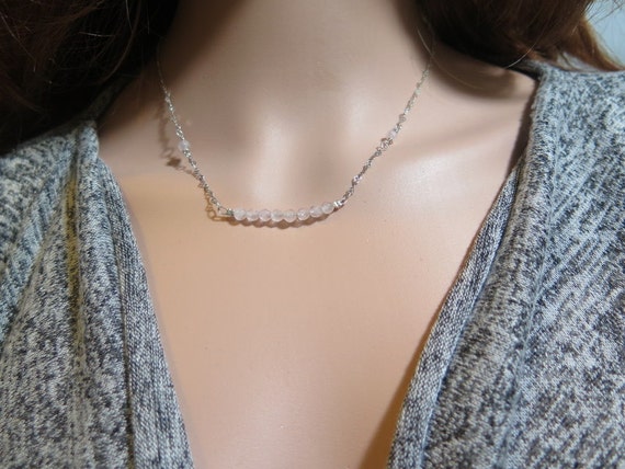 Faceted Rose Quartz Necklace Dainty pink necklace by Viyoli