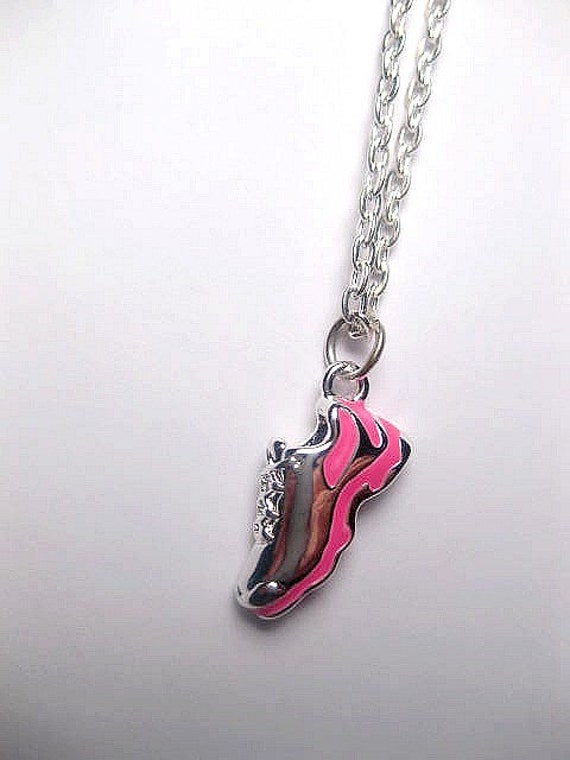 Track Shoe Necklace Marathon Runners Hurdles Pink Or