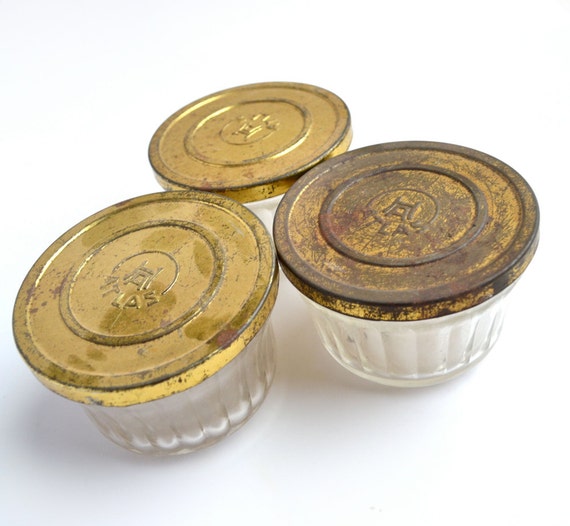 3 Hazel Atlas Jelly Jars small jars with lids fluted glass