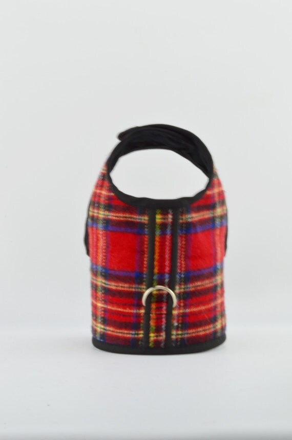Red Tartan Plaid Brushed Cotton Dog Vest by spoileddogdesigns