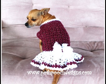 Winter Berry Dog Sweater Dress Instant Download Crochet Pattern