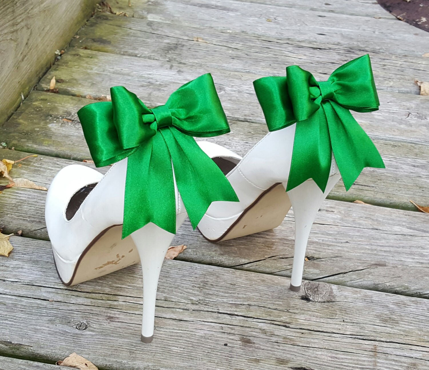 Emerald Shoe Clips Bridal Shoe Clips Satin Bow Shoe Clips