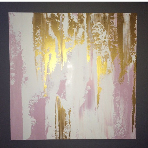 Abstract Painting 30x30 Blush Gold and by JenniferFlanniganart