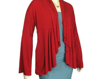 Plus Size Cardigan/Jacket- Eco Friendly,Hand Dyed Organic Cotton/Bamboo Jersey-Womens Made to Order-Choice of Color-XL,2X,3X,4X,5X,6X,7X,8X+