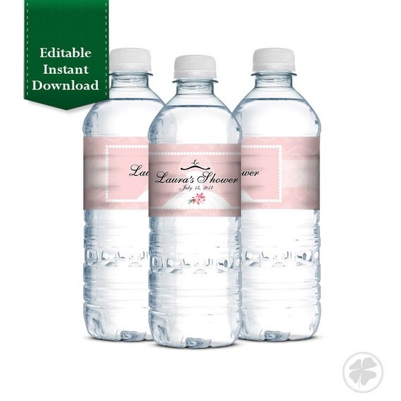 Bridal Shower Water Bottle Labels, Wedding Shower, Bridal Shower Printable Personalized Il_570xn