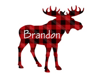 Moose in the Woods Personalized Digital Download for iron-ons, heat transfer, Scrapbooking, Cards, Tags, DIY, You Print, Personalized
