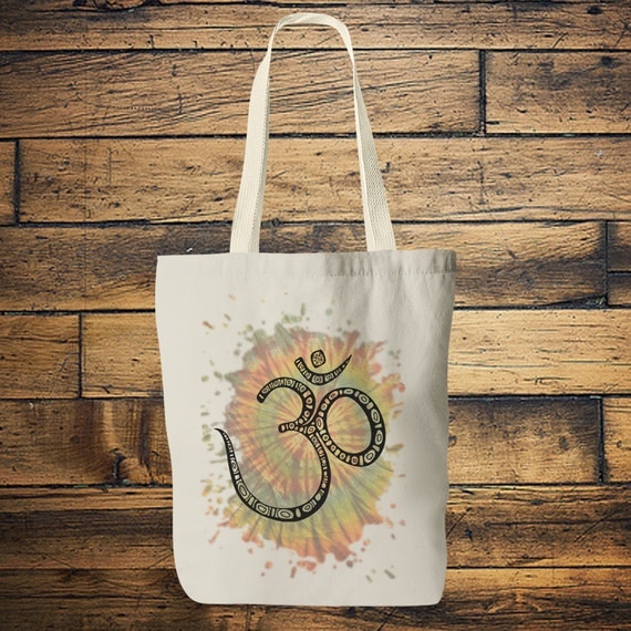 TIEDYE OM TOTE - Yoga bag - Mandala - Hippie bag - Screen print - Back to school - Yoga - Tote Bag - Bag for Life - Boho - Student