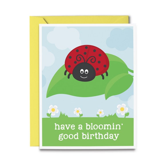 Ladybug Birthday Card Happy Birthday by tickledpeachstudio
