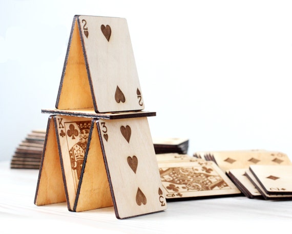 Wood playing card - Engraved Laser Cut - Custom Playing card - Souvenir Playing Cards
