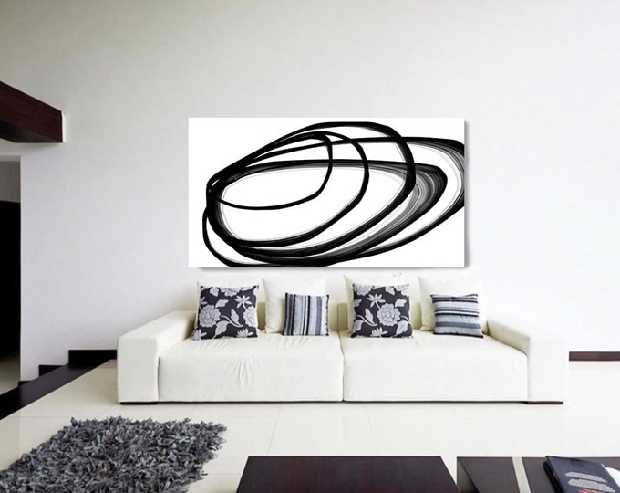 Abstract Expressionism in Black And White 29. Contemporary Unique Wall Decor, Large Contemporary Canvas Art Print up to 72" by Irena Orlov