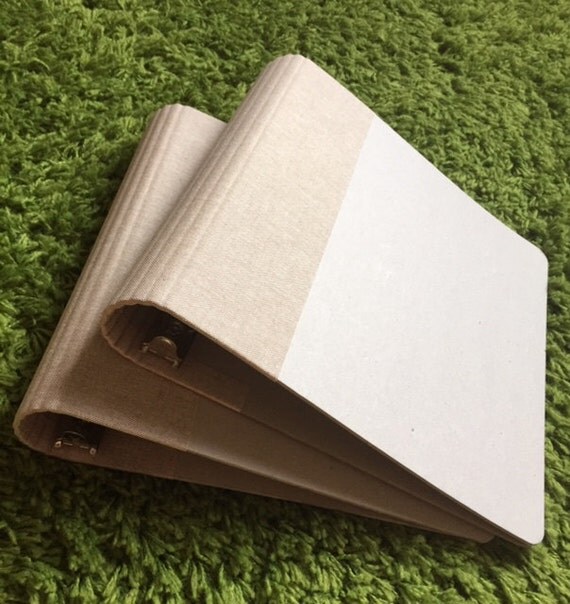 2 Ecofriendly 3 ring binders natural cotton linen wrapped