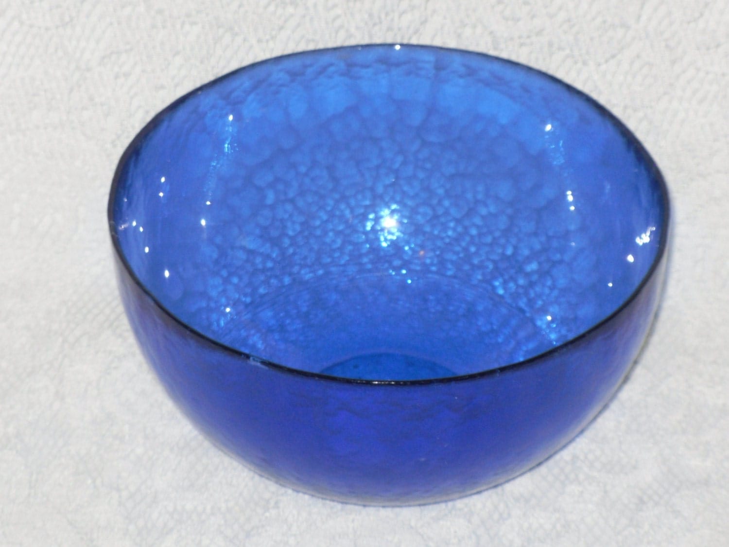Ferro Murano Cobalt Blue Glass Salad Bowl Signed